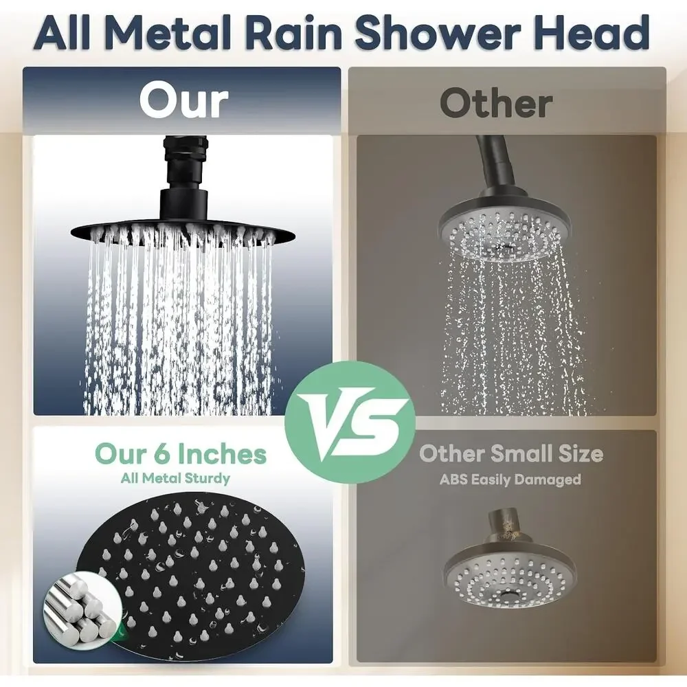 Dual Shower Head 6-Mode Diverter, Matte Black | 304 Stainless Fits 41